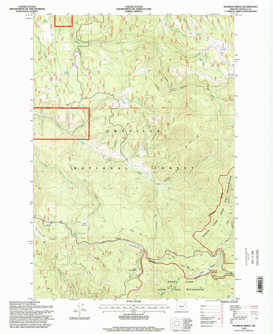 Classic USGS Pearson Ridge Oregon 7.5'x7.5' Topo Map Image