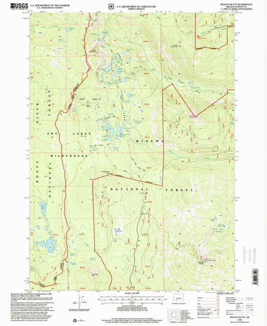 Classic USGS Pelican Butte Oregon 7.5'x7.5' Topo Map Image