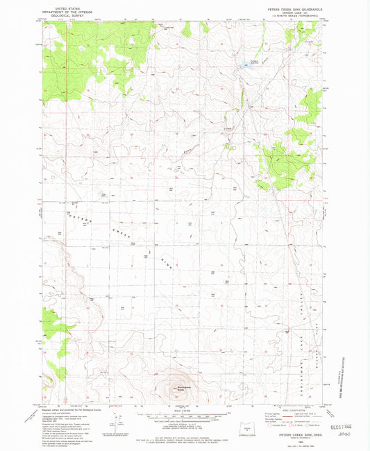 Classic USGS Peters Creek Sink Oregon 7.5'x7.5' Topo Map Image