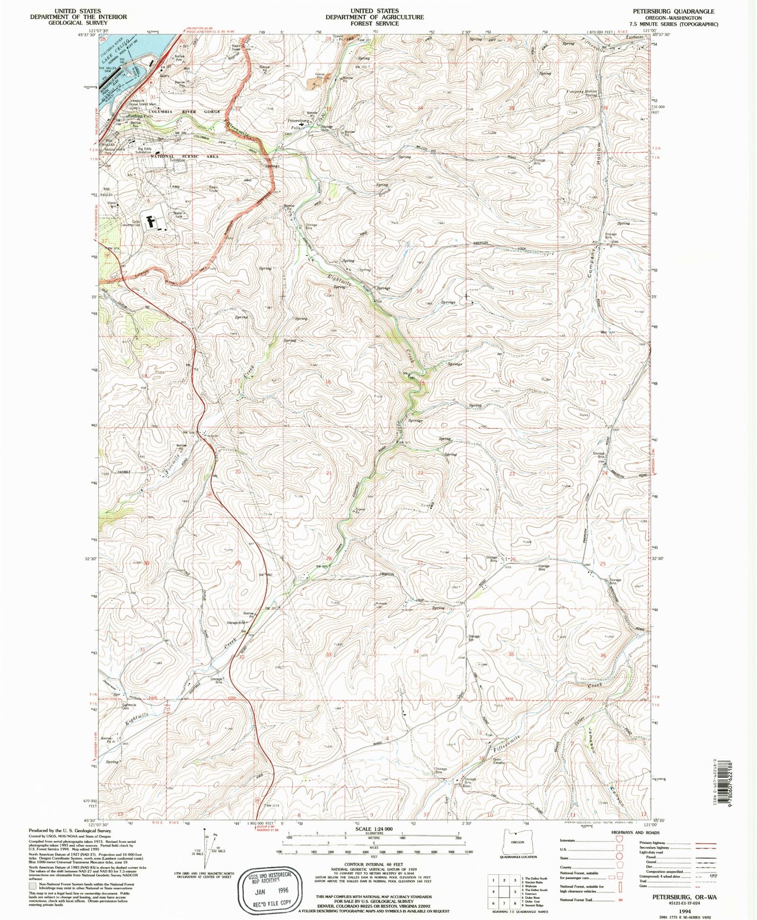 Classic USGS Petersburg Oregon 7.5'x7.5' Topo Map Image