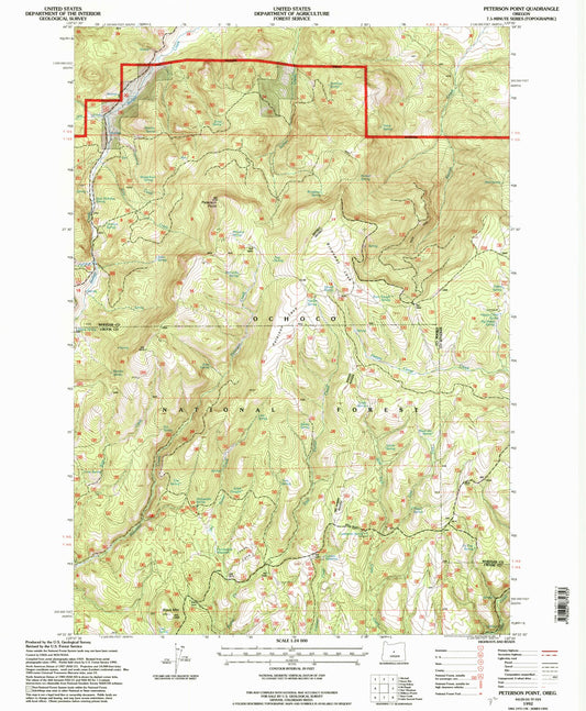 Classic USGS Peterson Point Oregon 7.5'x7.5' Topo Map Image