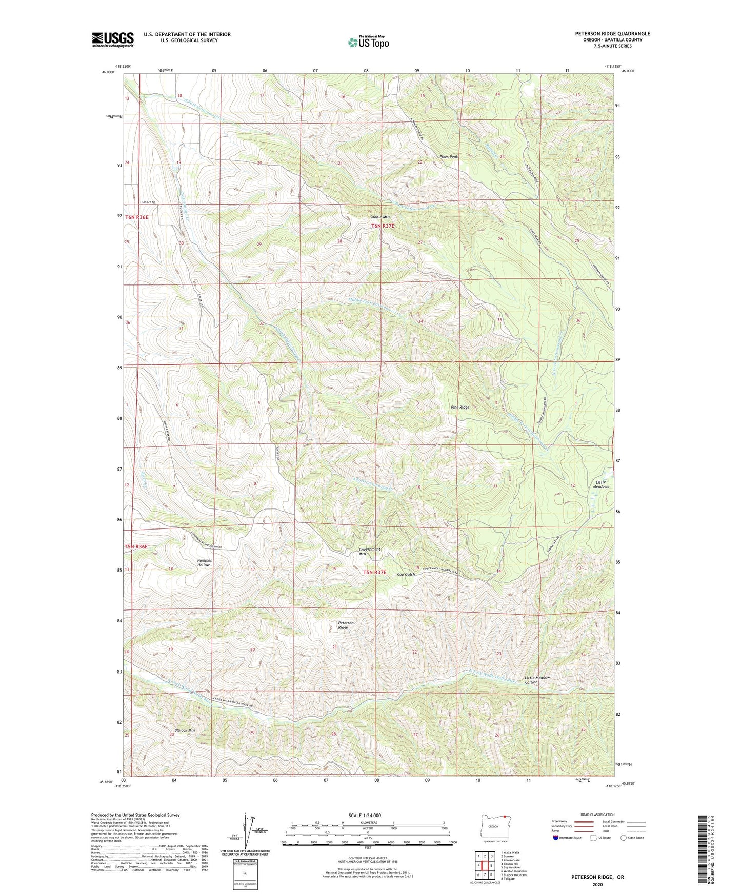 Peterson Ridge Oregon US Topo Map Image
