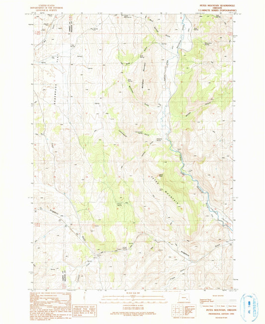Classic USGS Petes Mountain Oregon 7.5'x7.5' Topo Map Image