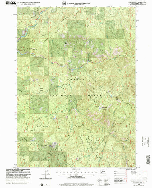 Classic USGS Pickett Butte Oregon 7.5'x7.5' Topo Map Image