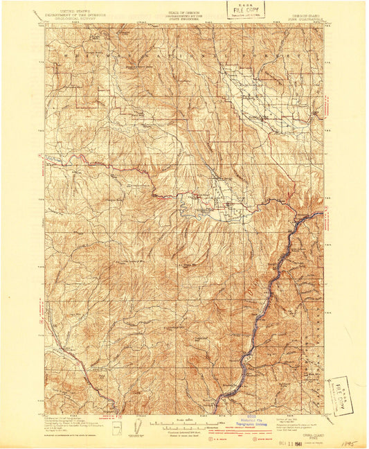 Historic 1915 Pine Oregon 30'x30' Topo Map Image