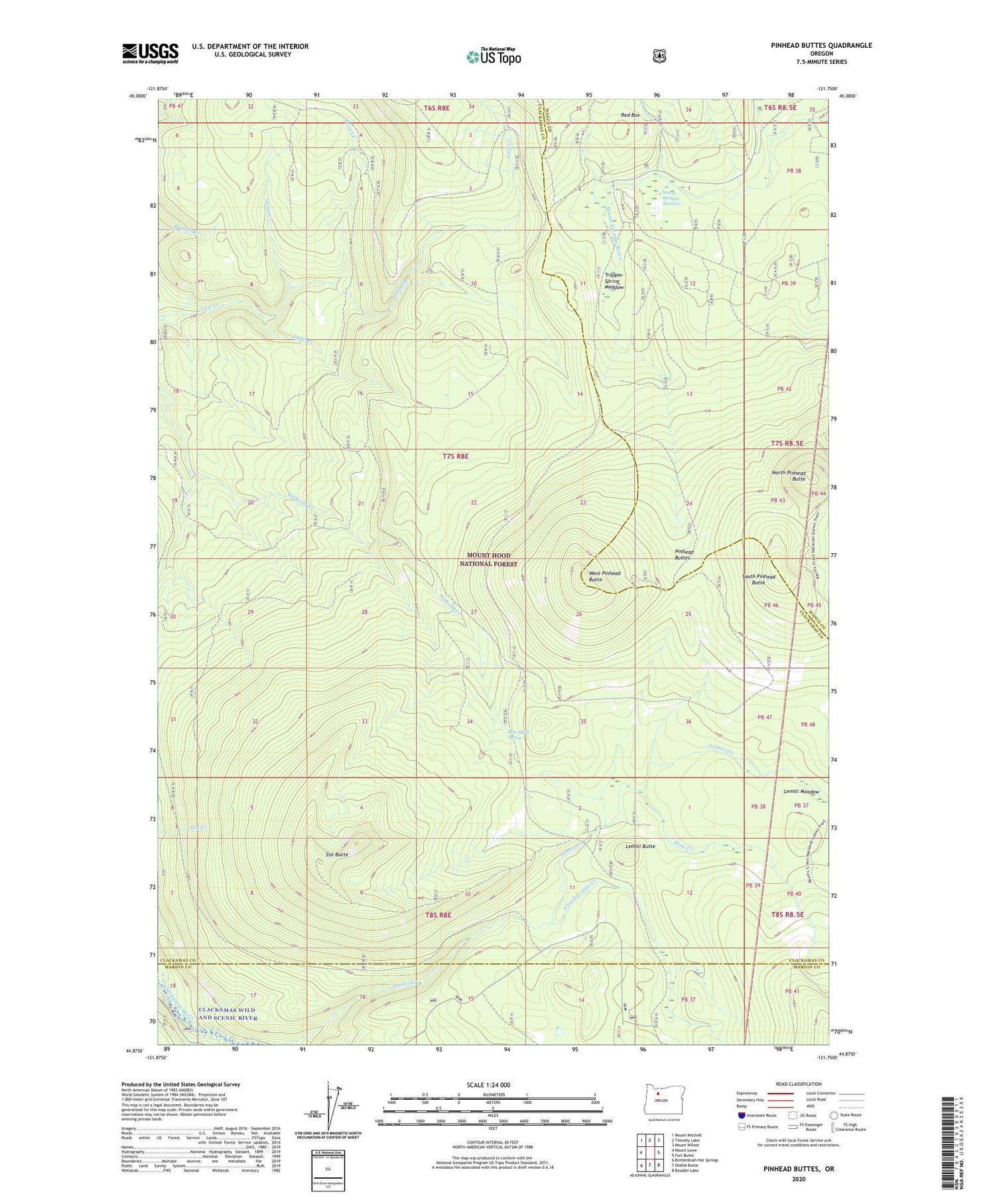 Pinhead Buttes Oregon US Topo Map Image