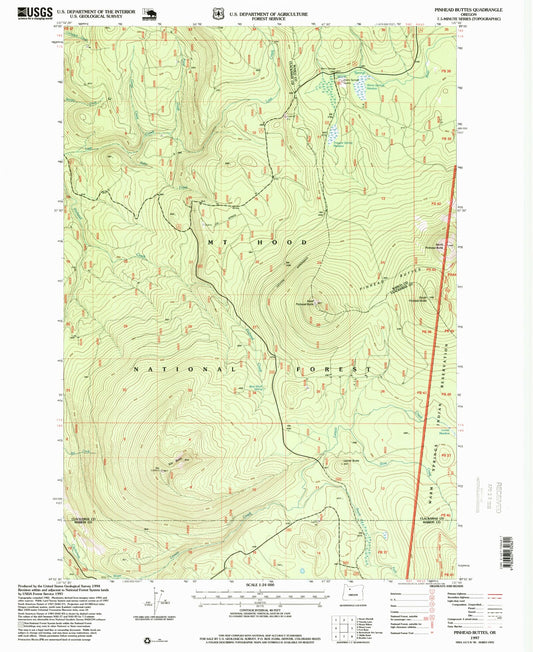 Classic USGS Pinhead Buttes Oregon 7.5'x7.5' Topo Map Image