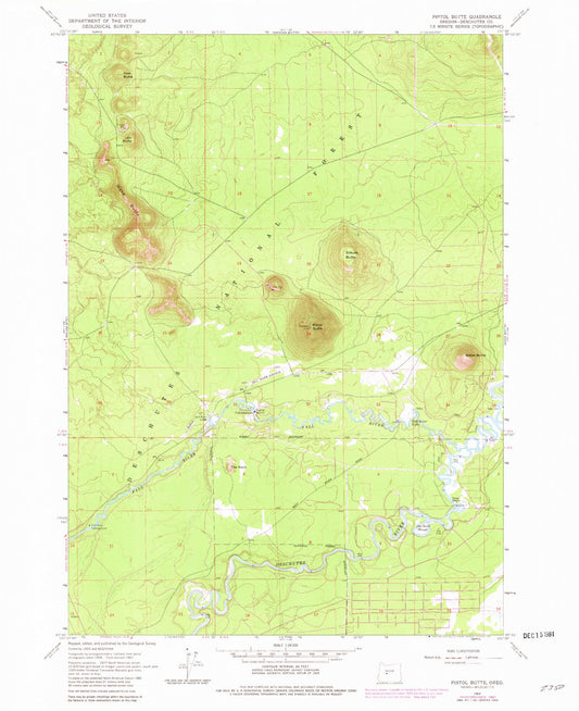 Classic USGS Pistol Butte Oregon 7.5'x7.5' Topo Map Image