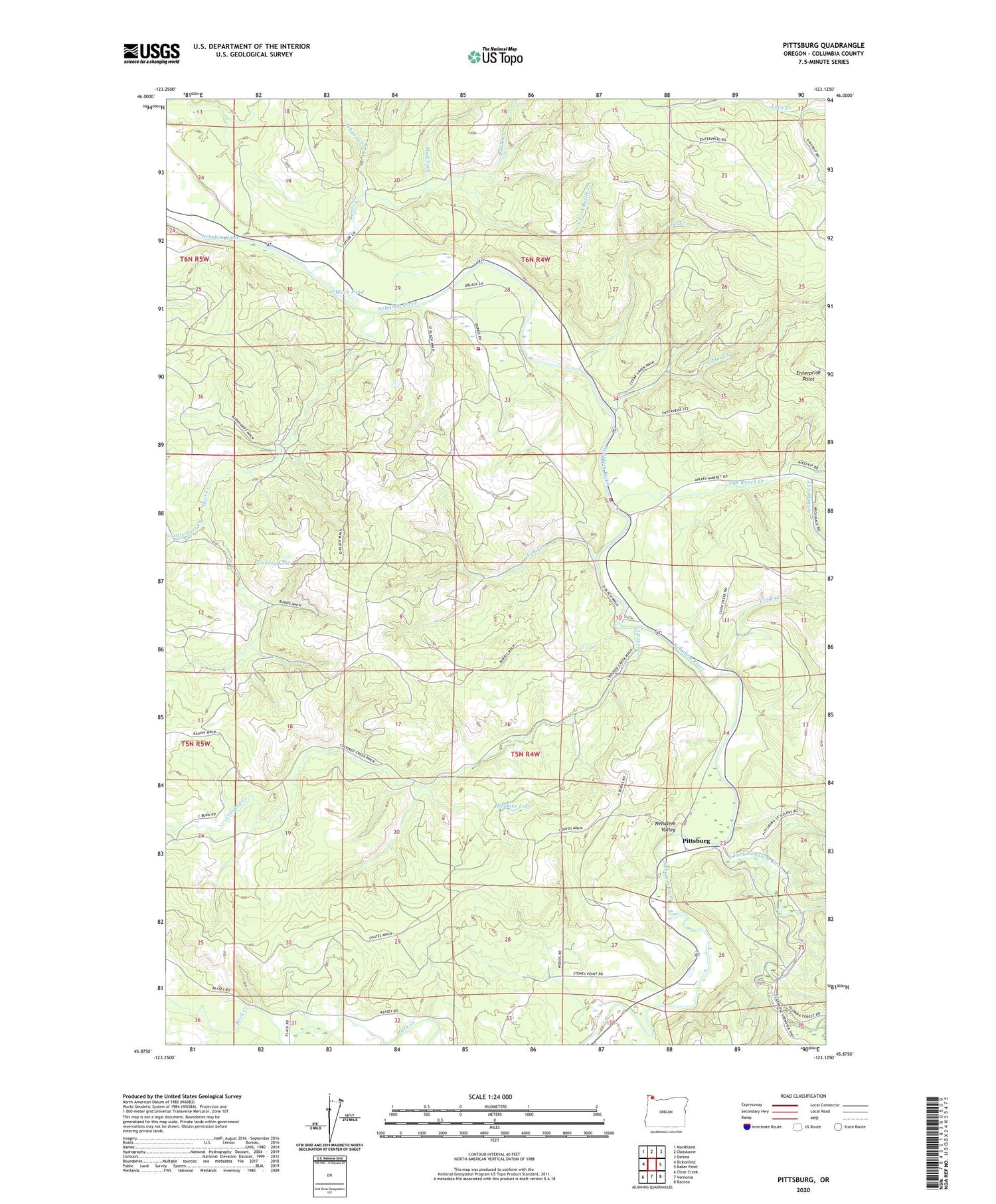 Pittsburg Oregon US Topo Map Image
