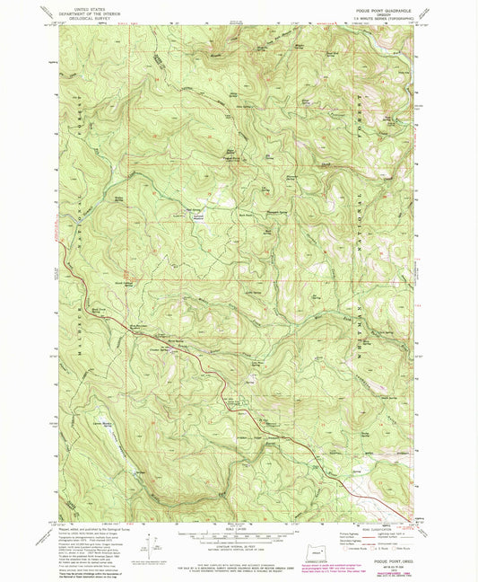 Classic USGS Pogue Point Oregon 7.5'x7.5' Topo Map Image