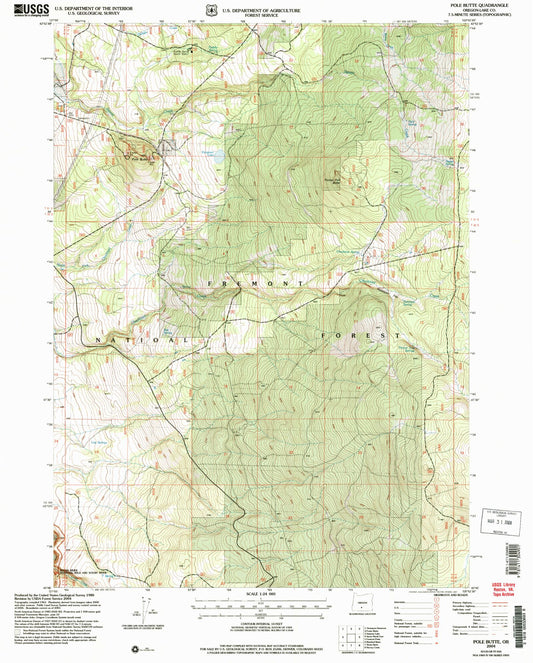 Classic USGS Pole Butte Oregon 7.5'x7.5' Topo Map Image