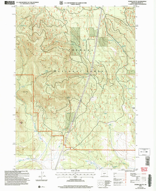 Classic USGS Ponina Butte Oregon 7.5'x7.5' Topo Map Image