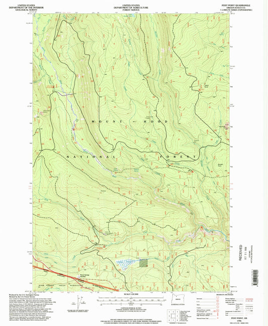 Classic USGS Post Point Oregon 7.5'x7.5' Topo Map Image