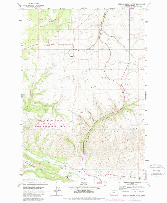 Classic USGS Postage Stamp Butte Oregon 7.5'x7.5' Topo Map Image