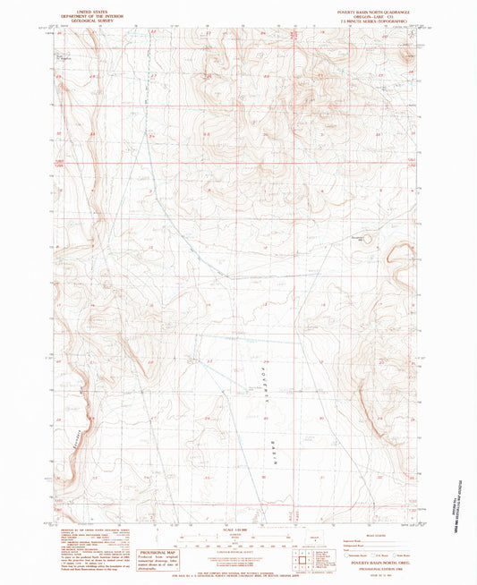 Classic USGS Poverty Basin North Oregon 7.5'x7.5' Topo Map Image