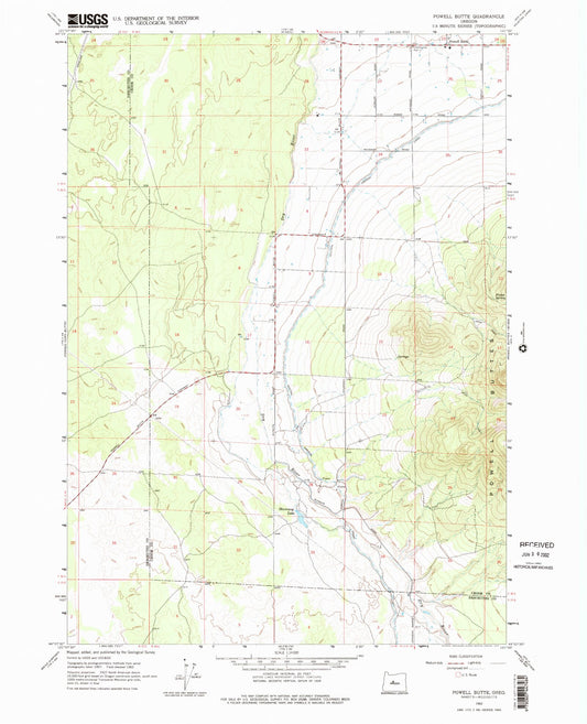 Classic USGS Powell Butte Oregon 7.5'x7.5' Topo Map Image