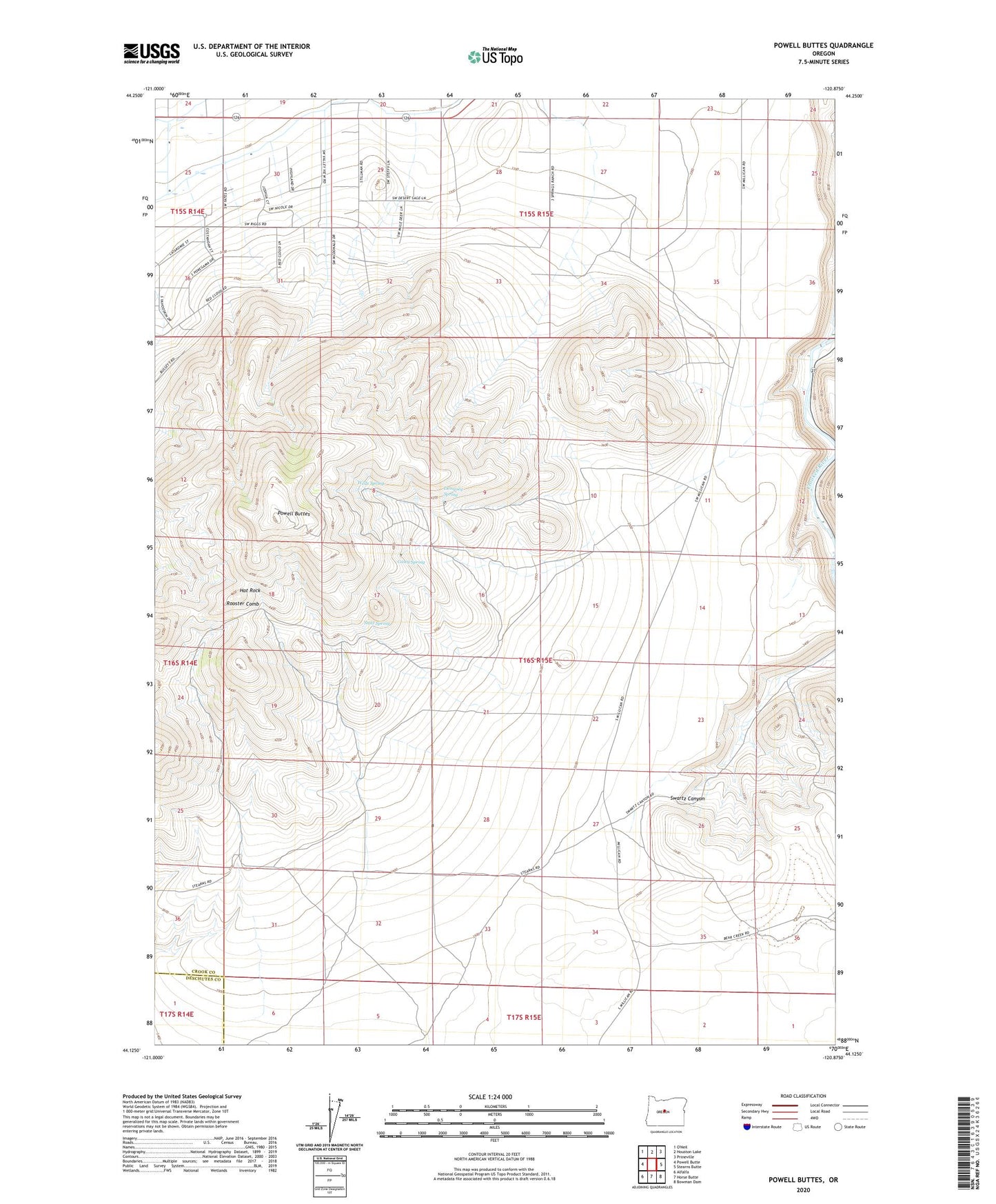 Powell Buttes Oregon US Topo Map Image