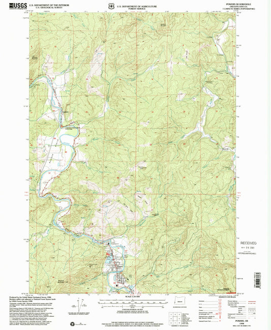 Classic USGS Powers Oregon 7.5'x7.5' Topo Map Image