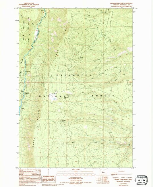 Classic USGS Prairie Farm Spring Oregon 7.5'x7.5' Topo Map Image