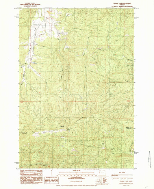 Classic USGS Prairie Peak Oregon 7.5'x7.5' Topo Map Image