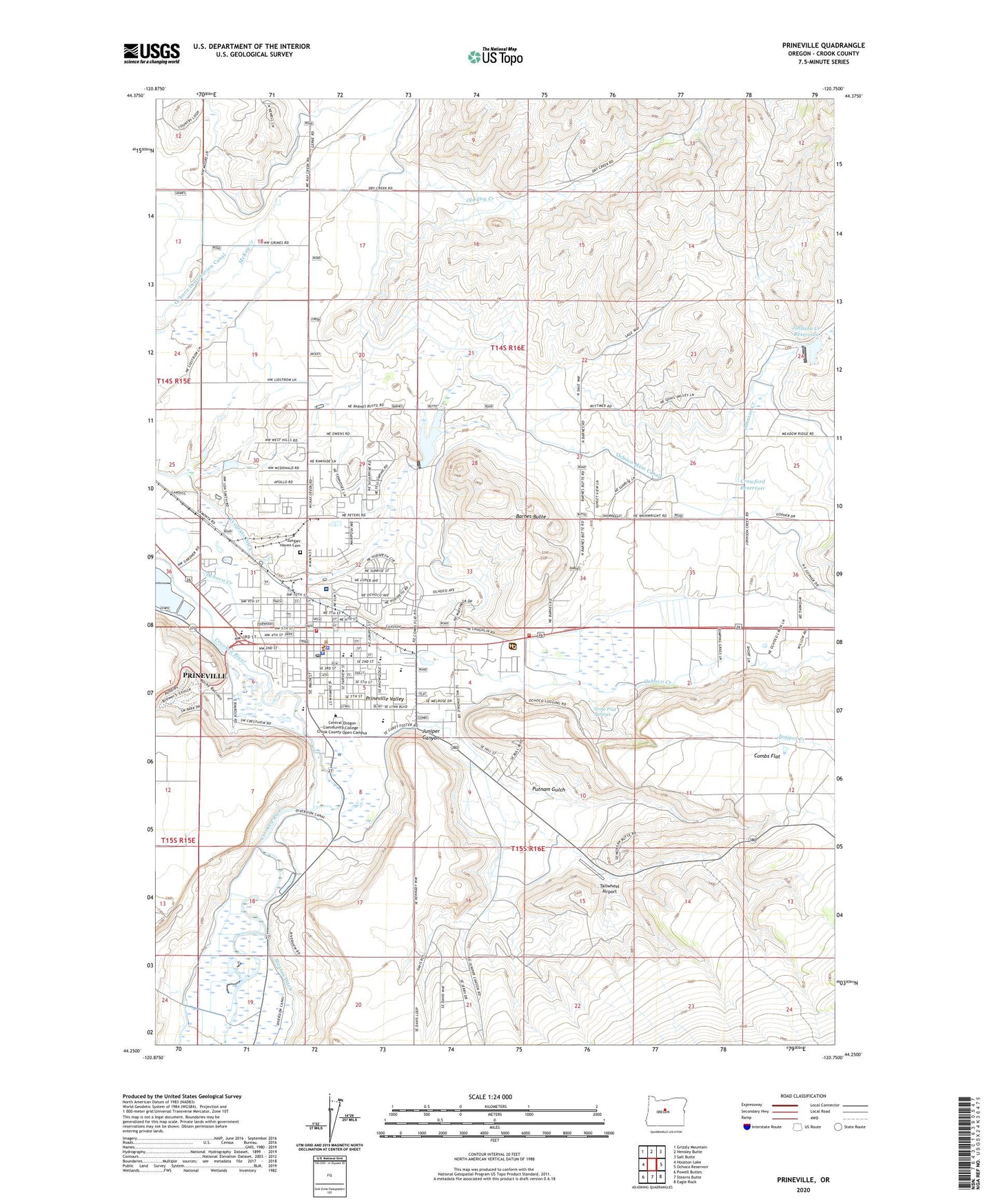 Prineville Oregon US Topo Map Image