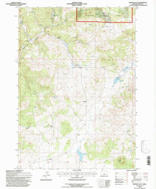 Classic USGS Pringle Flat Oregon 7.5'x7.5' Topo Map Image