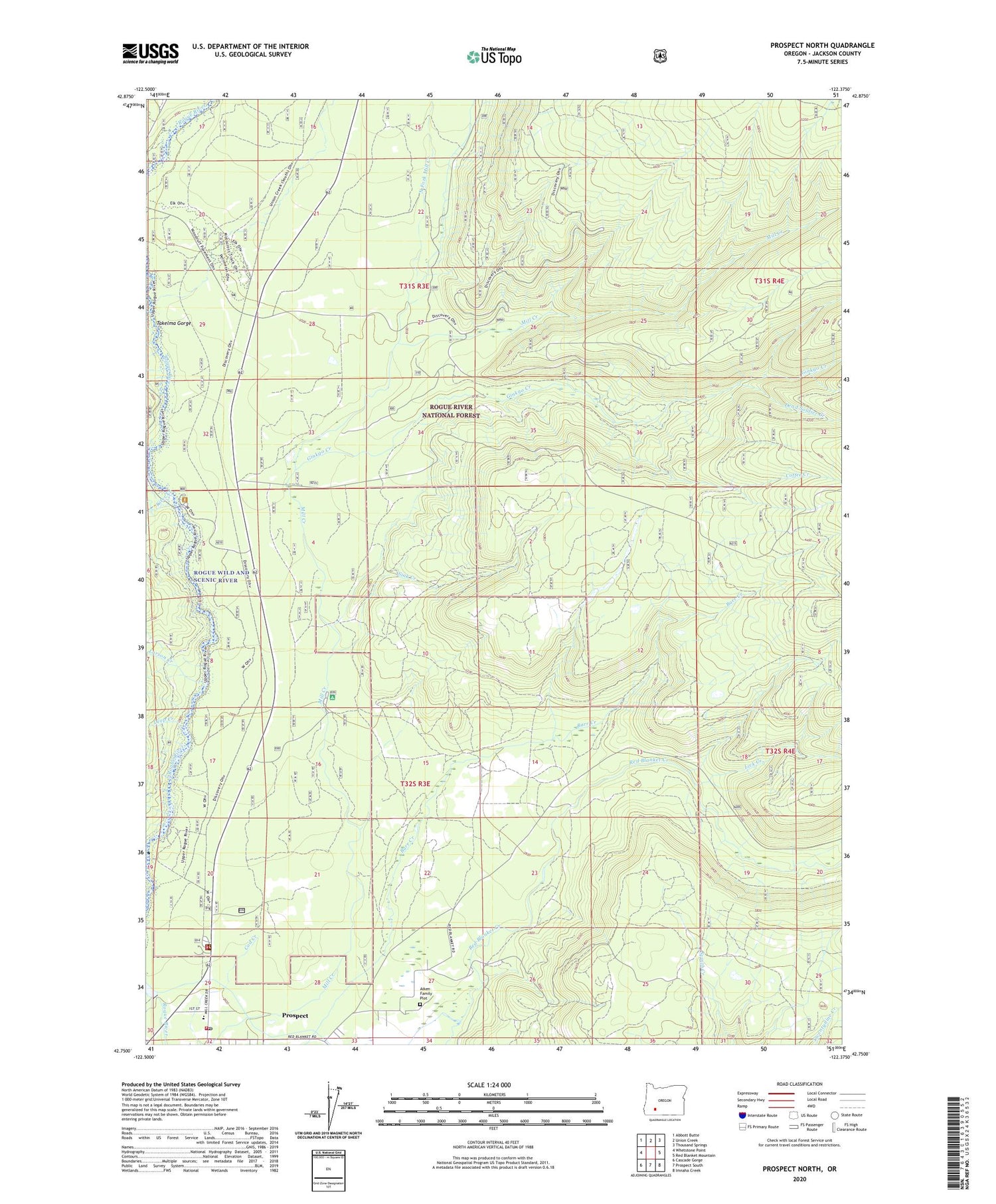 Prospect North Oregon US Topo Map Image