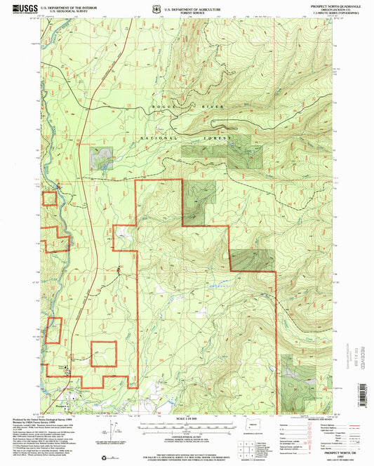 Classic USGS Prospect North Oregon 7.5'x7.5' Topo Map Image