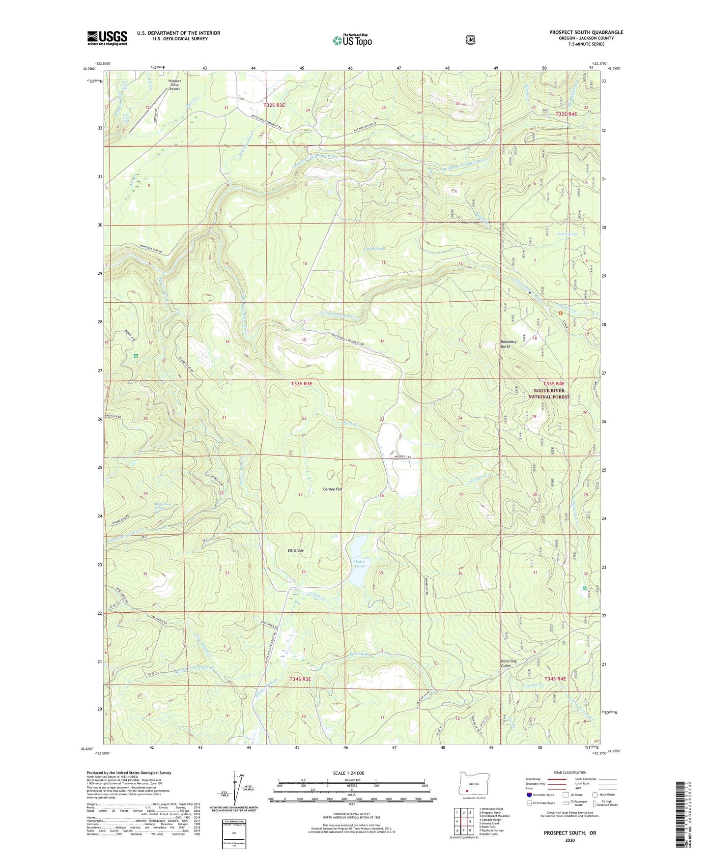 Prospect South Oregon US Topo Map Image