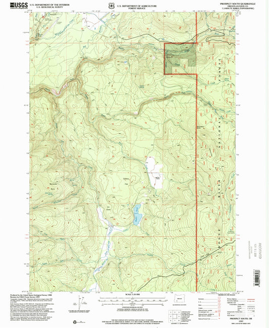 Classic USGS Prospect South Oregon 7.5'x7.5' Topo Map Image
