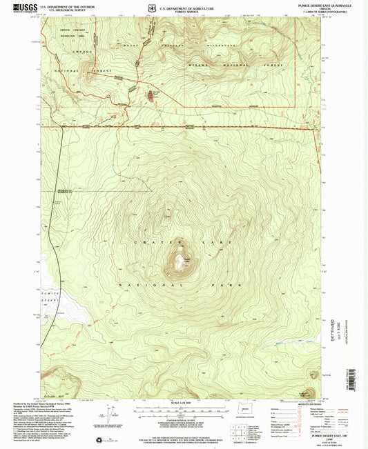 Classic USGS Pumice Desert East Oregon 7.5'x7.5' Topo Map Image