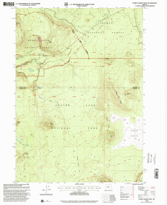 Classic USGS Pumice Desert West Oregon 7.5'x7.5' Topo Map Image