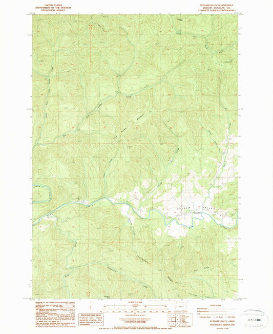 Classic USGS Putnam Valley Oregon 7.5'x7.5' Topo Map Image
