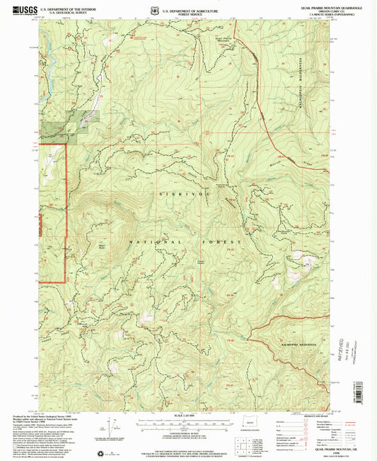 Classic USGS Quail Prairie Mountain Oregon 7.5'x7.5' Topo Map Image