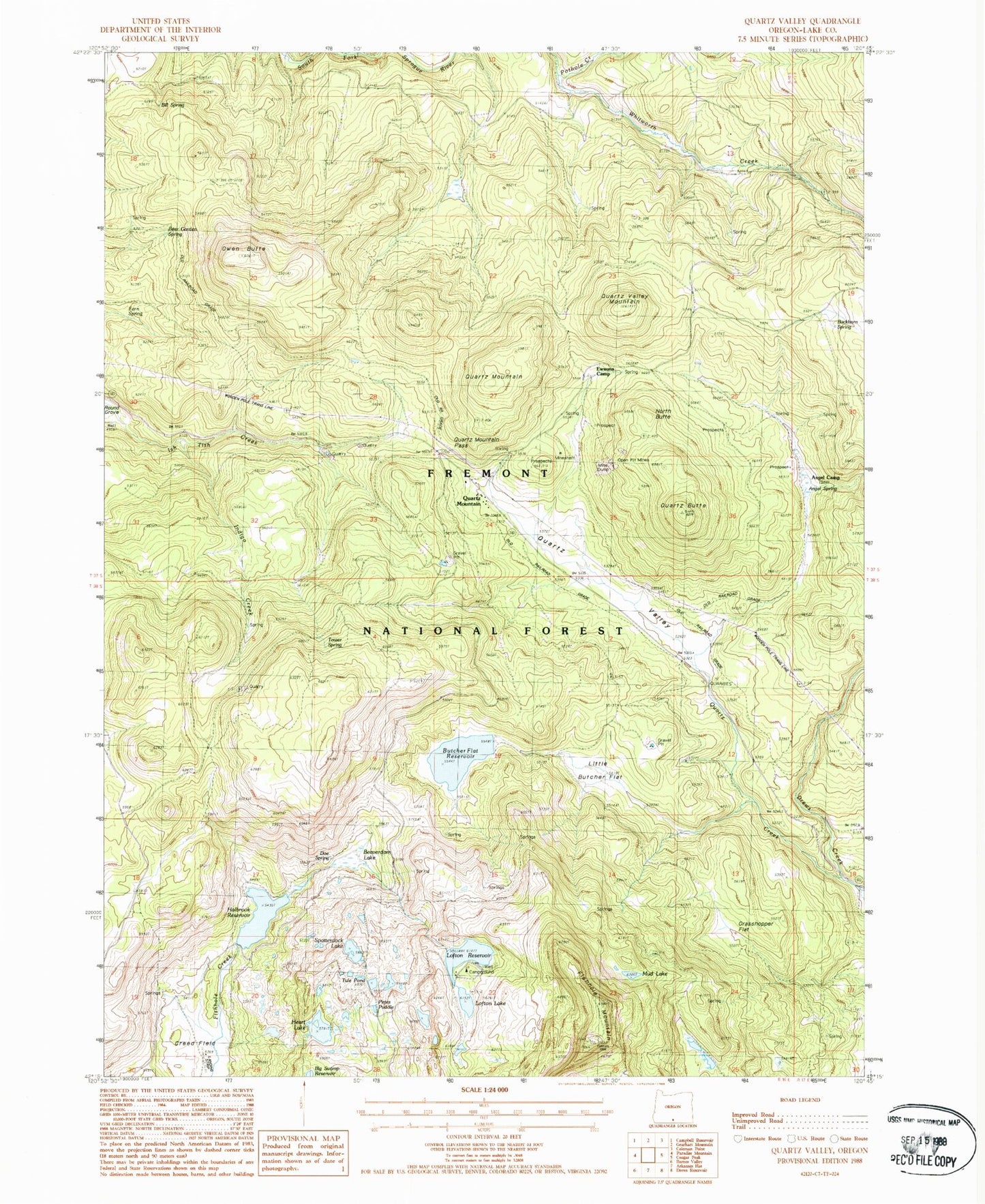 Classic USGS Quartz Valley Oregon 7.5'x7.5' Topo Map Image