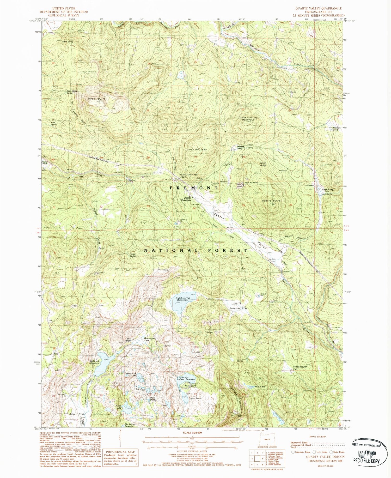 Classic USGS Quartz Valley Oregon 7.5'x7.5' Topo Map Image