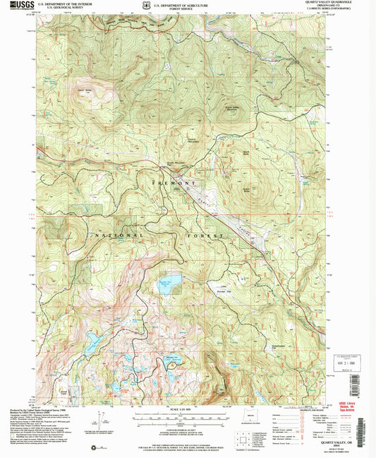 Classic USGS Quartz Valley Oregon 7.5'x7.5' Topo Map Image