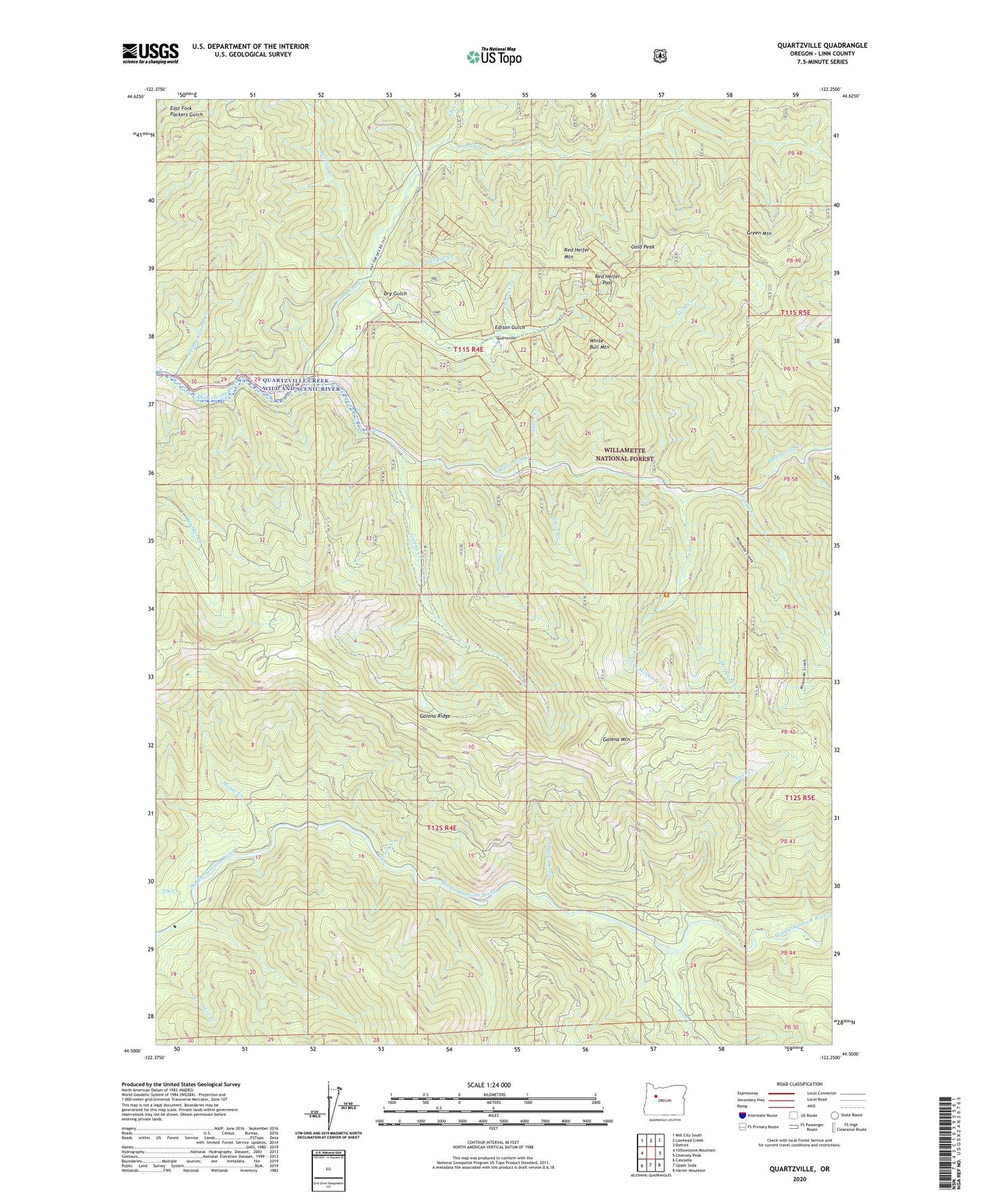 Quartzville Oregon US Topo Map Image