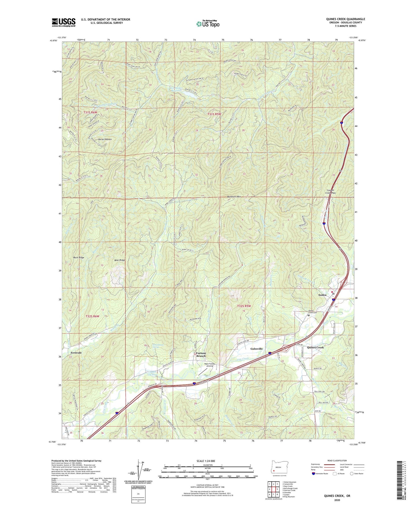 Quines Creek Oregon US Topo Map Image
