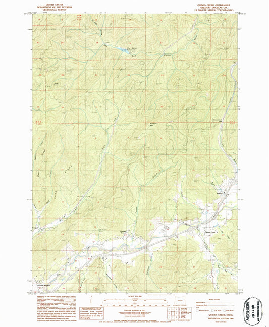 Classic USGS Quines Creek Oregon 7.5'x7.5' Topo Map Image