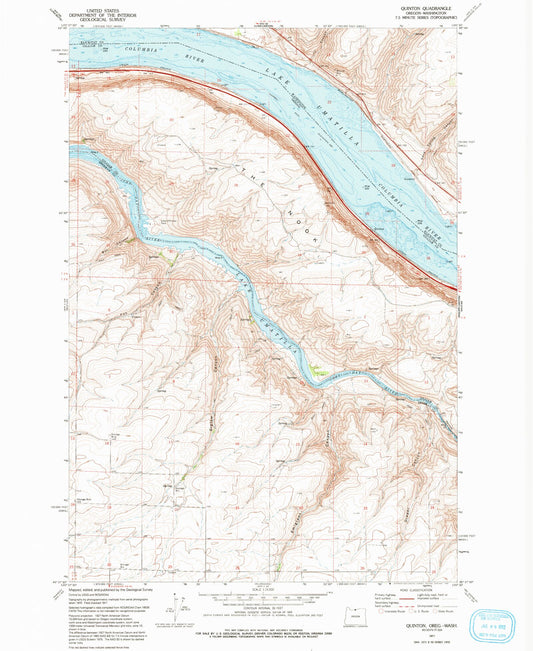 Classic USGS Quinton Oregon 7.5'x7.5' Topo Map Image