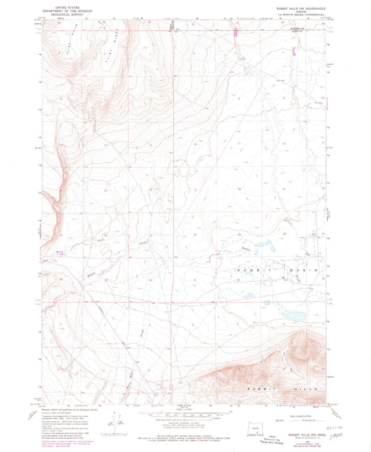 Classic USGS Rabbit Hills NW Oregon 7.5'x7.5' Topo Map Image