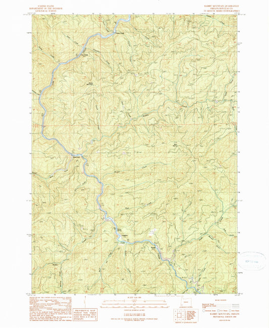 Classic USGS Rabbit Mountain Oregon 7.5'x7.5' Topo Map Image