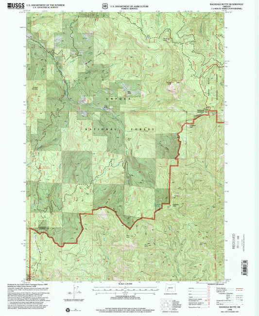 Classic USGS Ragsdale Butte Oregon 7.5'x7.5' Topo Map Image
