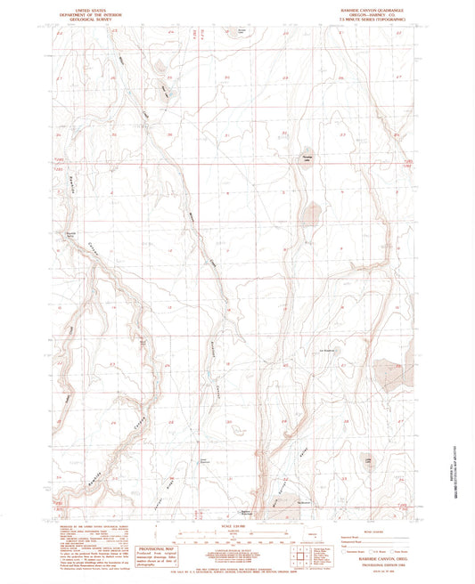 Classic USGS Rawhide Canyon Oregon 7.5'x7.5' Topo Map Image