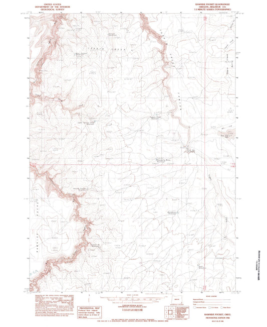 Classic USGS Rawhide Pocket Oregon 7.5'x7.5' Topo Map Image
