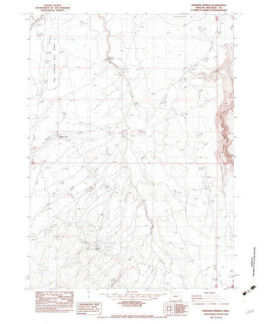 Classic USGS Rawhide Springs Oregon 7.5'x7.5' Topo Map Image