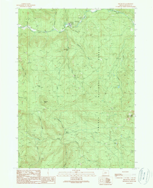 Classic USGS Red Butte Oregon 7.5'x7.5' Topo Map Image