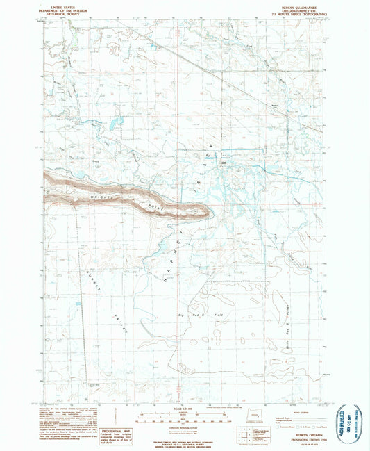 Classic USGS Redess Oregon 7.5'x7.5' Topo Map Image