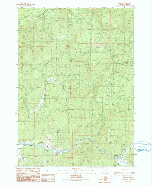 Classic USGS Remote Oregon 7.5'x7.5' Topo Map Image
